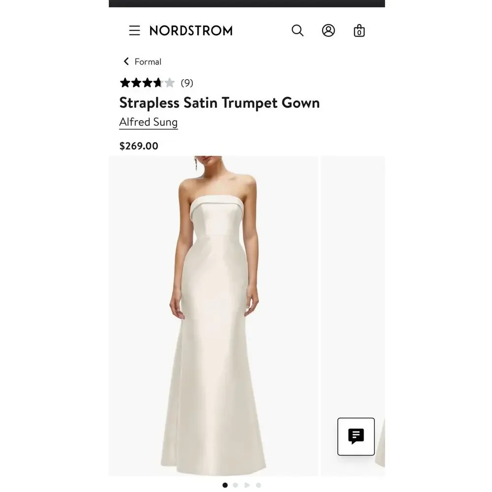 Alfred Sung Women's Strapless Satin Trumpet Gown Dress Lined Ivory Size 8 NWOT - Picture 4 of 12